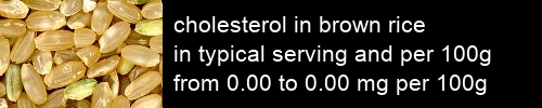 cholesterol in brown rice information and values per serving and 100g